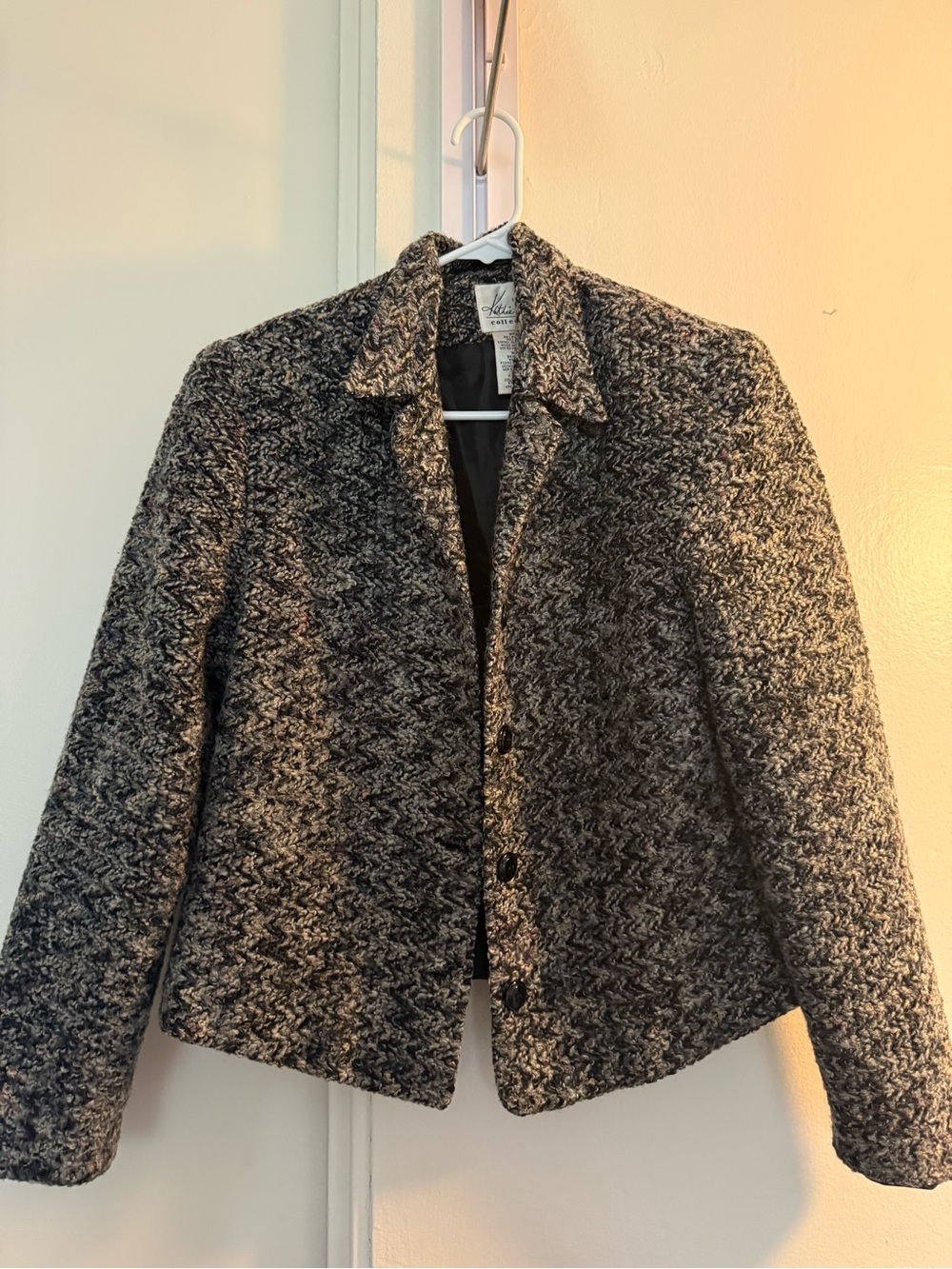 Classic Women's Tweed Jacket in Black & Cream